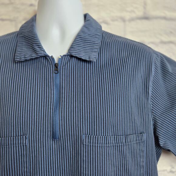 Nike SB Size XL Skateboard Short Sleeve Dri Fit 1/4 Zip Pullover Stripe Blue Blk - Picture 3 of 11